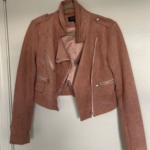 Pink kittenish velvet Moto jacket